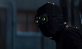 A masked person with night vision goggles in Hawkeye