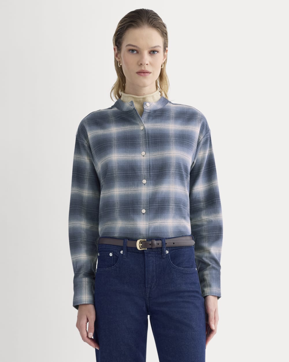 Flannel Shirt | Blue Ombre Plaid - Xxs