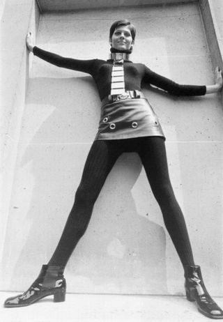 60s fashion - studded mini skirt