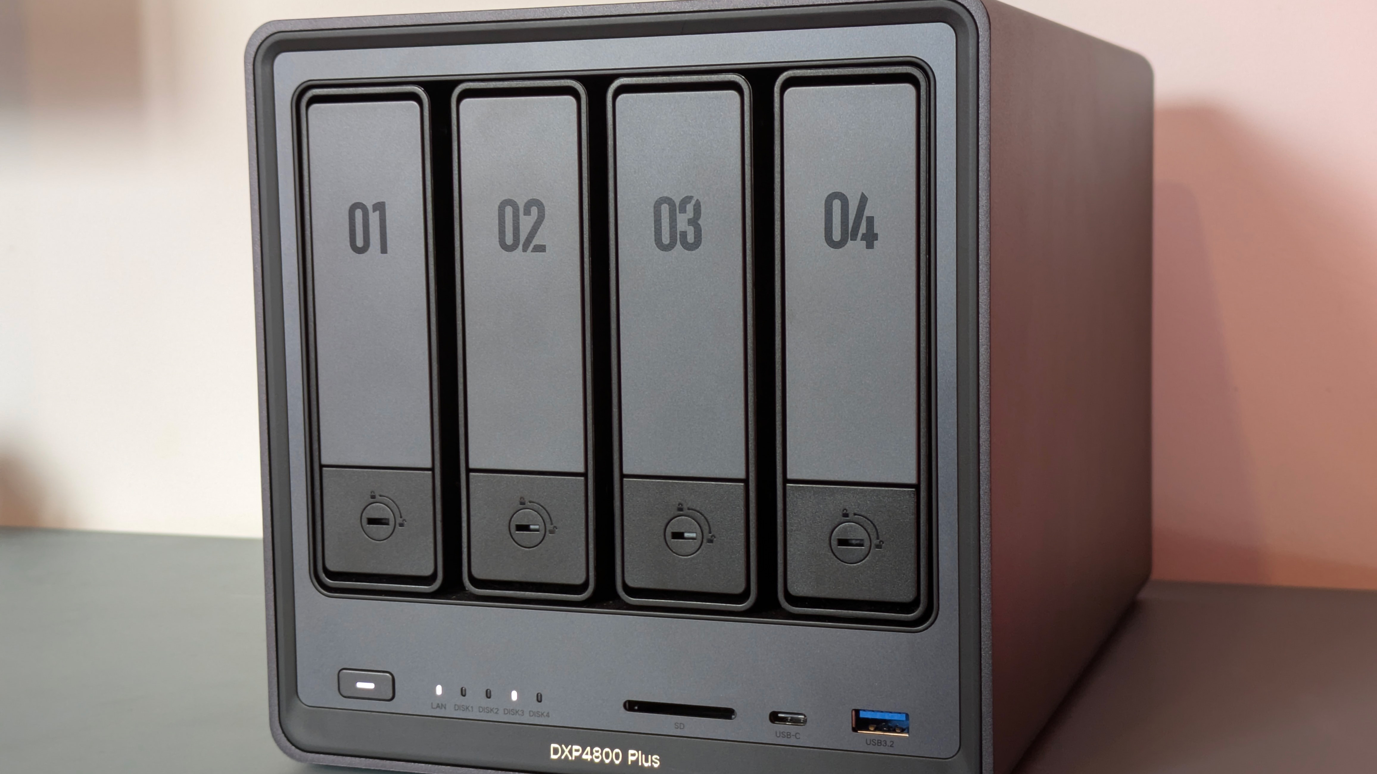 TheUGREEN NASync DXP4800 Plus on a desk