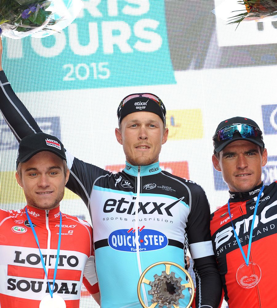Tosh Van der Sande, Matteo Trentin and Greg Van Avermaet