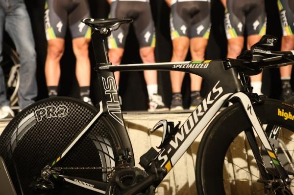 The Specialized Shiv TT bike of the HTC-Highroad team.