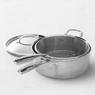 Williams Sonoma Thermo-Clad Signature Stainless-Steel Deep Saute With Fryer Basket