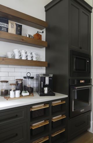 A coffee machine area as a scullery