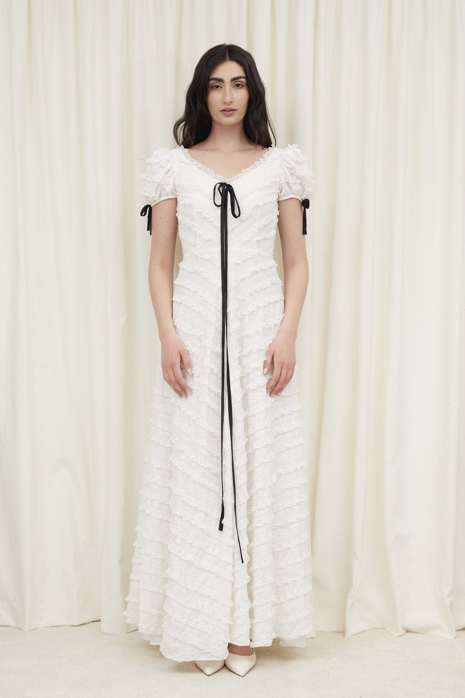 Constantine Embroidered Lace Ruffle Gown — Tanner Fletcher