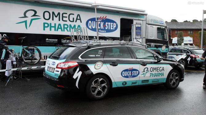 Omega Pharma-QuickStep uses Peugeot 508SW wagons. Note the television antenna up top