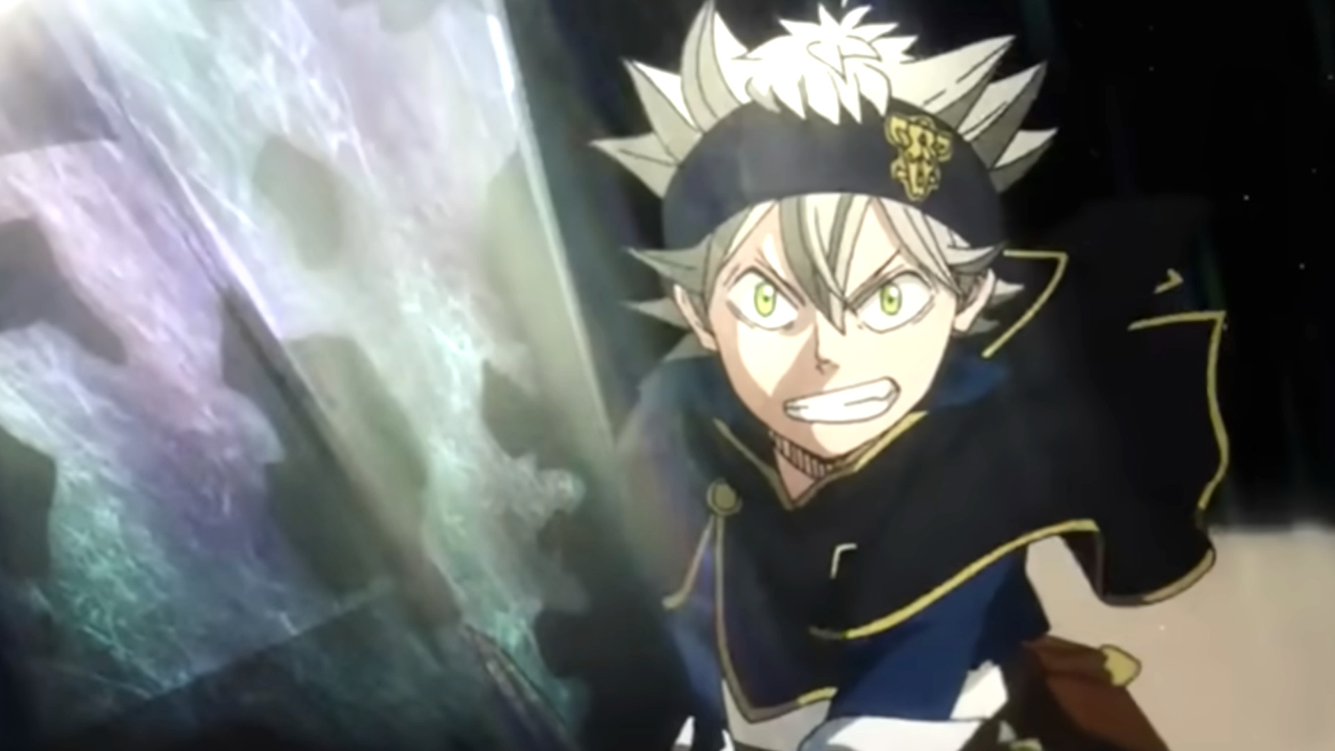 A clip from the opening of the action anime Black Clover season 1 on Crunchyroll.