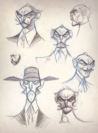 2D art; sketches of an old man