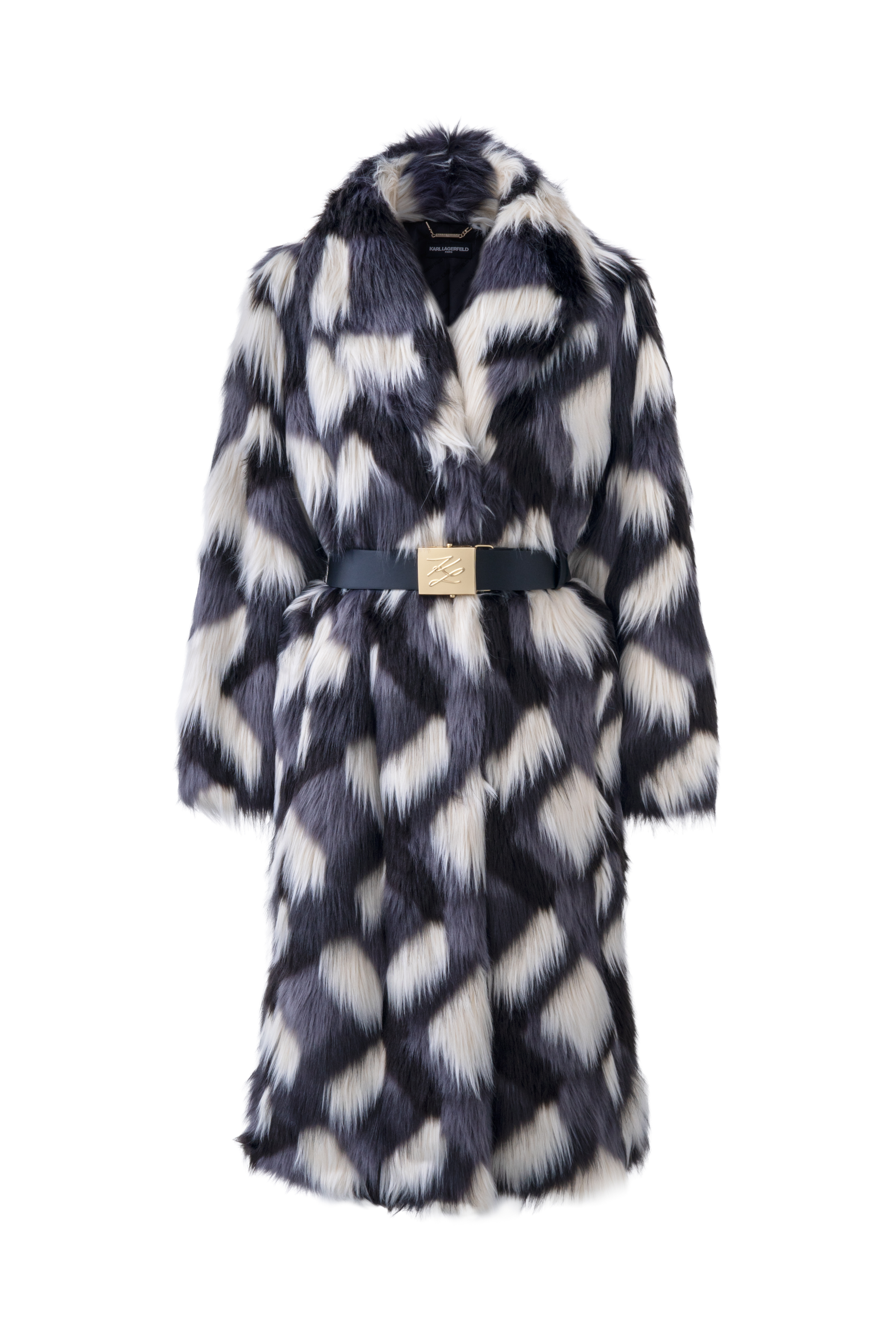 KARL LAGERFELD PARIS, Two-Tone Faux Fur Maxi Coat