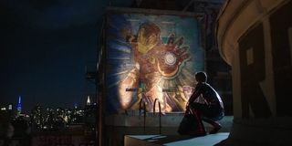 Iron Man mural in Spider-Man: Far From Home