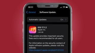 An iPhone showing an iOS 17 security update