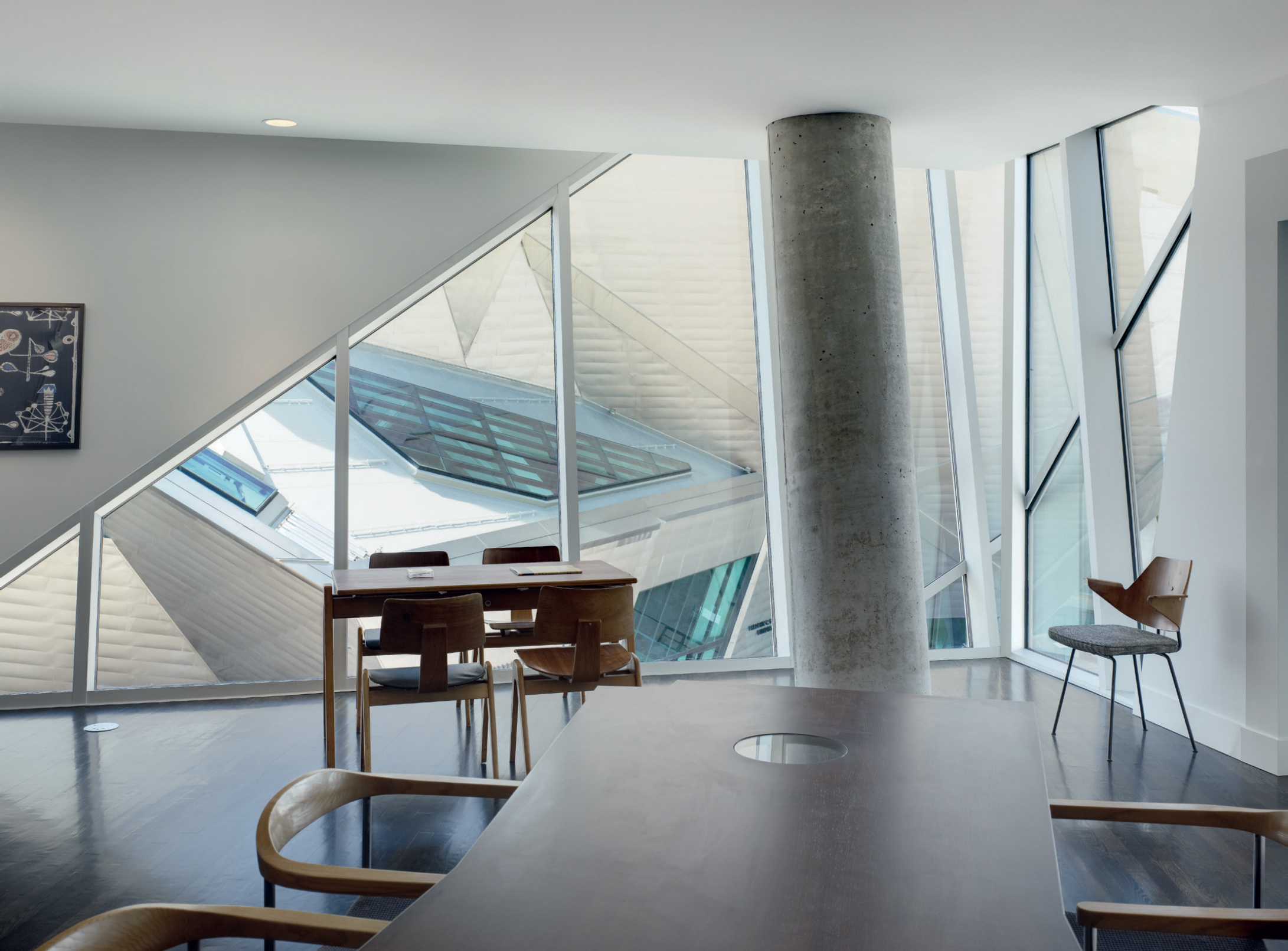 Dining room with pieces by Lucienne and Robin Day and Michael McCoy