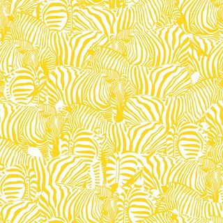 Close up of bright yellow wallpaper made up of lots of zebras