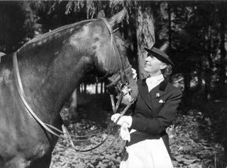 Dressage silver medallist Lis Hartel of Denmark with her horse Jubilee, at the Olympic Games in Helsinki in 1952