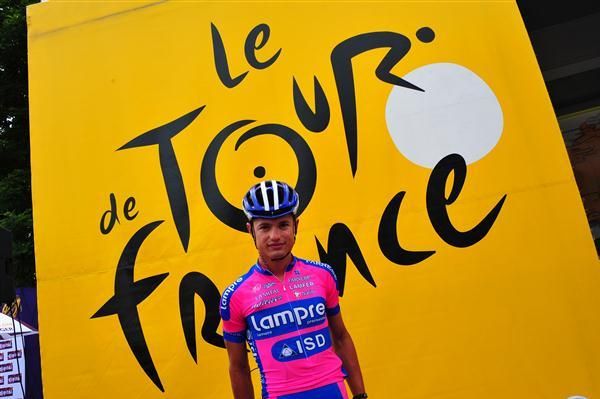 Lampre-ISD's Davide Vigano at the start of stage 2