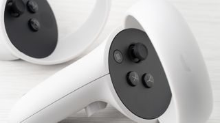 Oculus Quest 2 controllers lying on their side