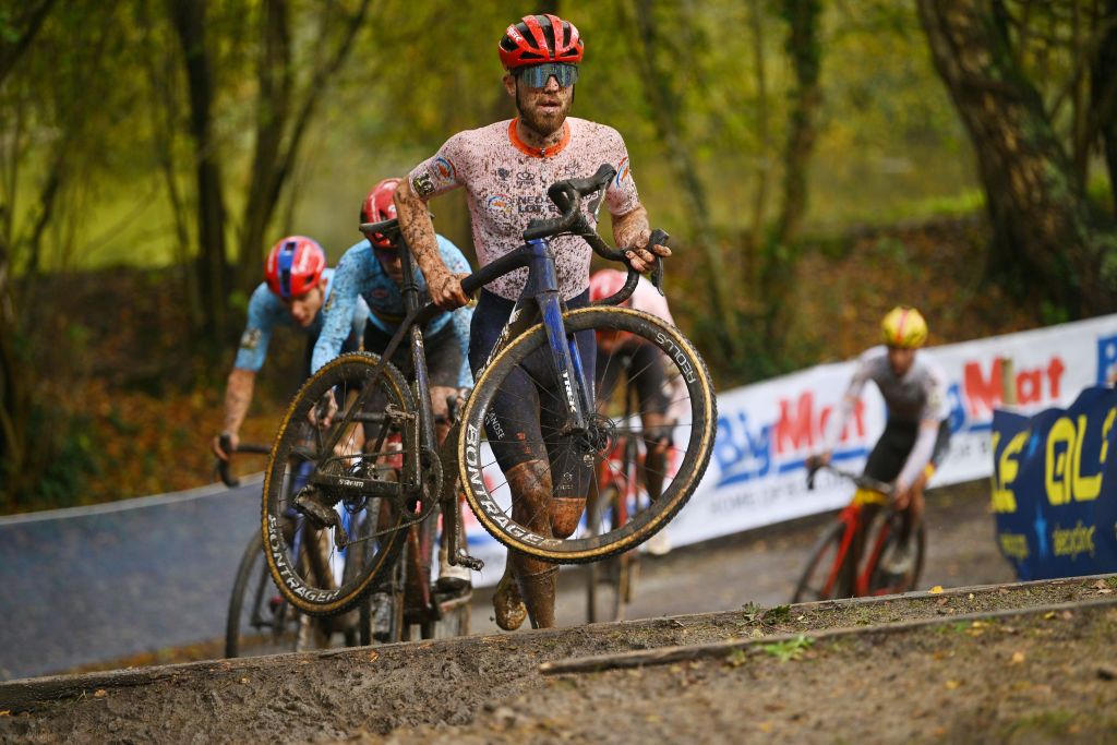 PONTCHATEAU FRANCE NOVEMBER 05 Joris Nieuwenhuis of The Netherlands competes during the 21st UEC European Cyclocross Championships 2023 Mens Elite on November 05 2023 in Pontchateau France Photo by Luc ClaessenGetty Images