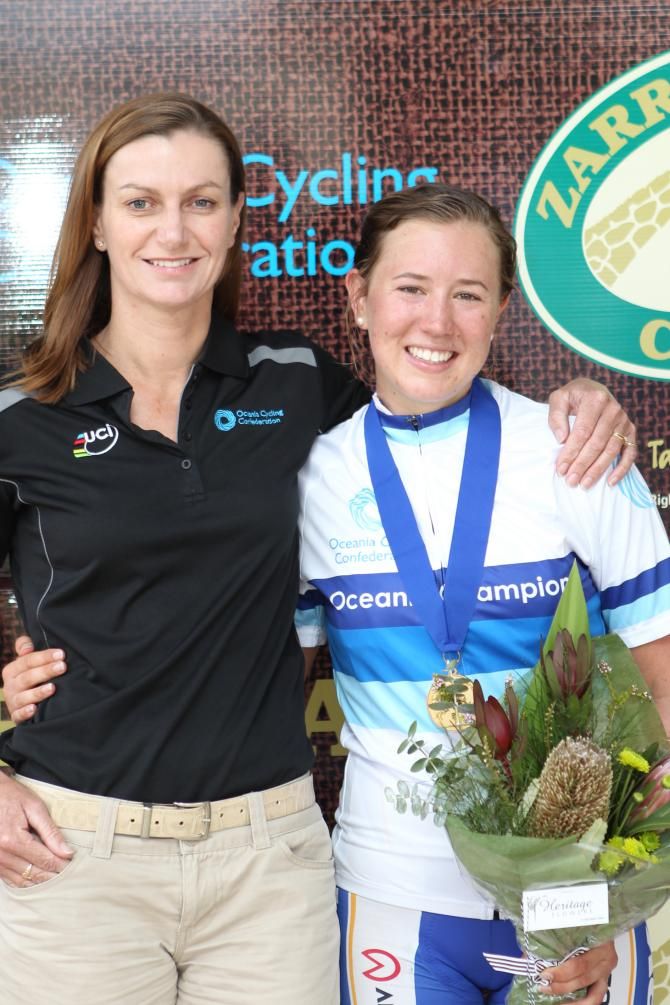 UCI vice-president Tracy Gaudy with Jessica Allen