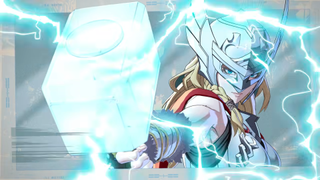 Screenshot from Marvel Tokon's post-launch trailer, showing Jane Foster's Thor.