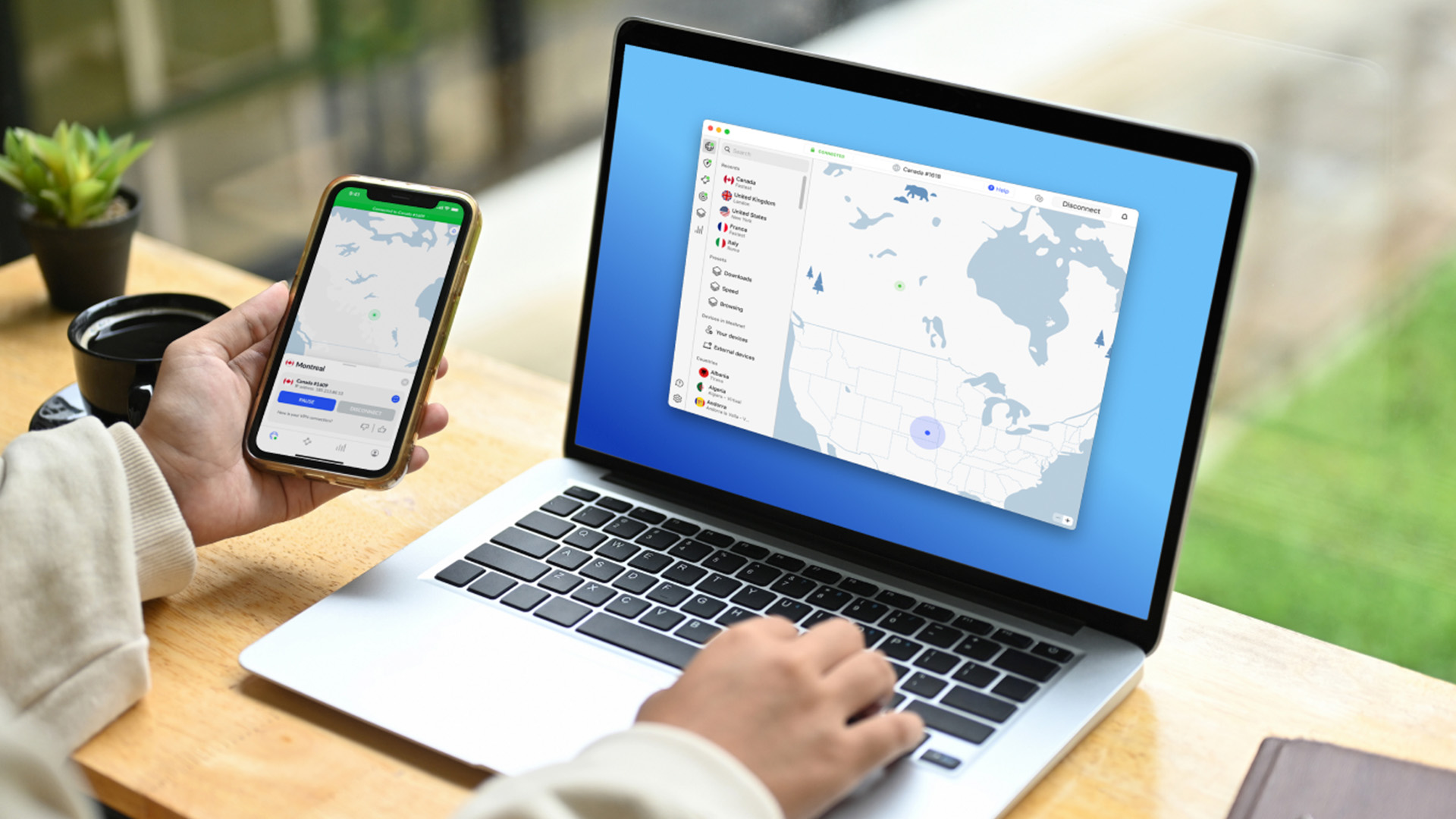 NordVPN app on laptop