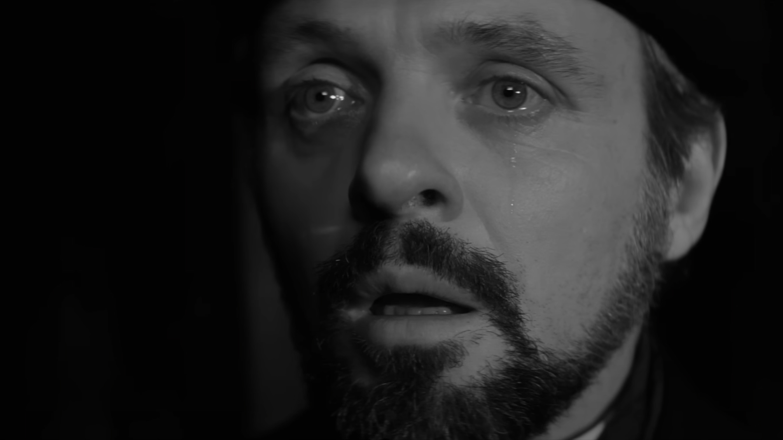 Sir Anthony Hopkins as Frederick Treves in The Elephant Man, crying.