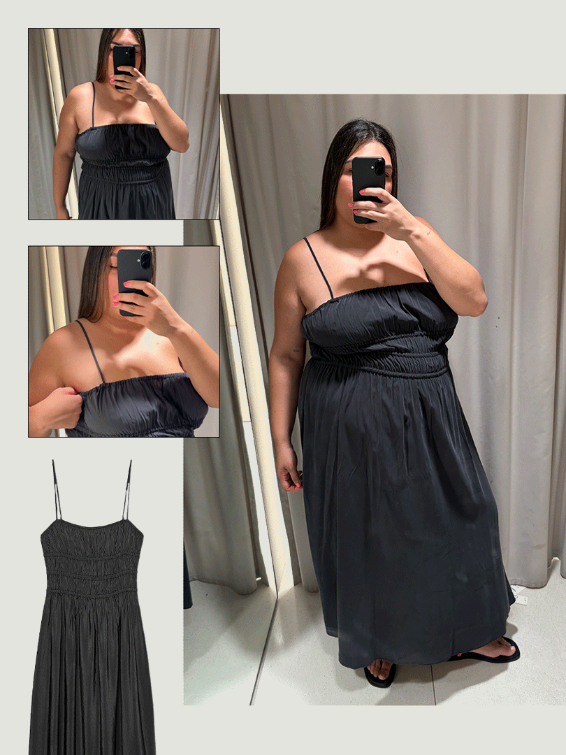 Who Wear What Wear Edited Photo Ana Escalante tried different Zara summer items on the Zara Spain Fitting Room while visiting Madrid.