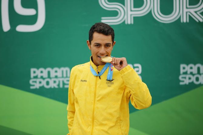 Dani Martinez (Colombia) took gold at the men's individual time trial at the 2019 Pan American Games in Lima, Peru