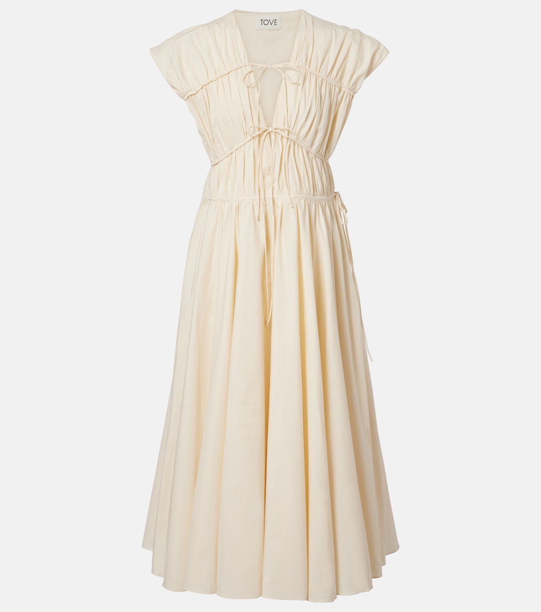 Ceres Gathered Cotton Midi Dress