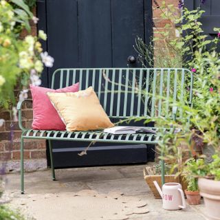 Habitat Indu 2 Seater Metal Garden Bench - Green