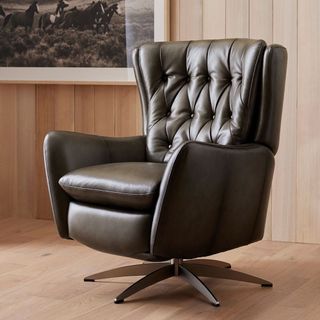 Wells Tufted Leather Swivel Recliner