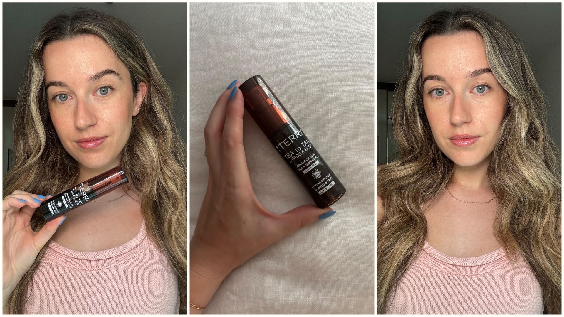 Deputy beauty editor Grace Lindsay testing the By Terry Tea to Tan