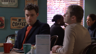 Johnny Carter and Ben Mitchell at the cafe.