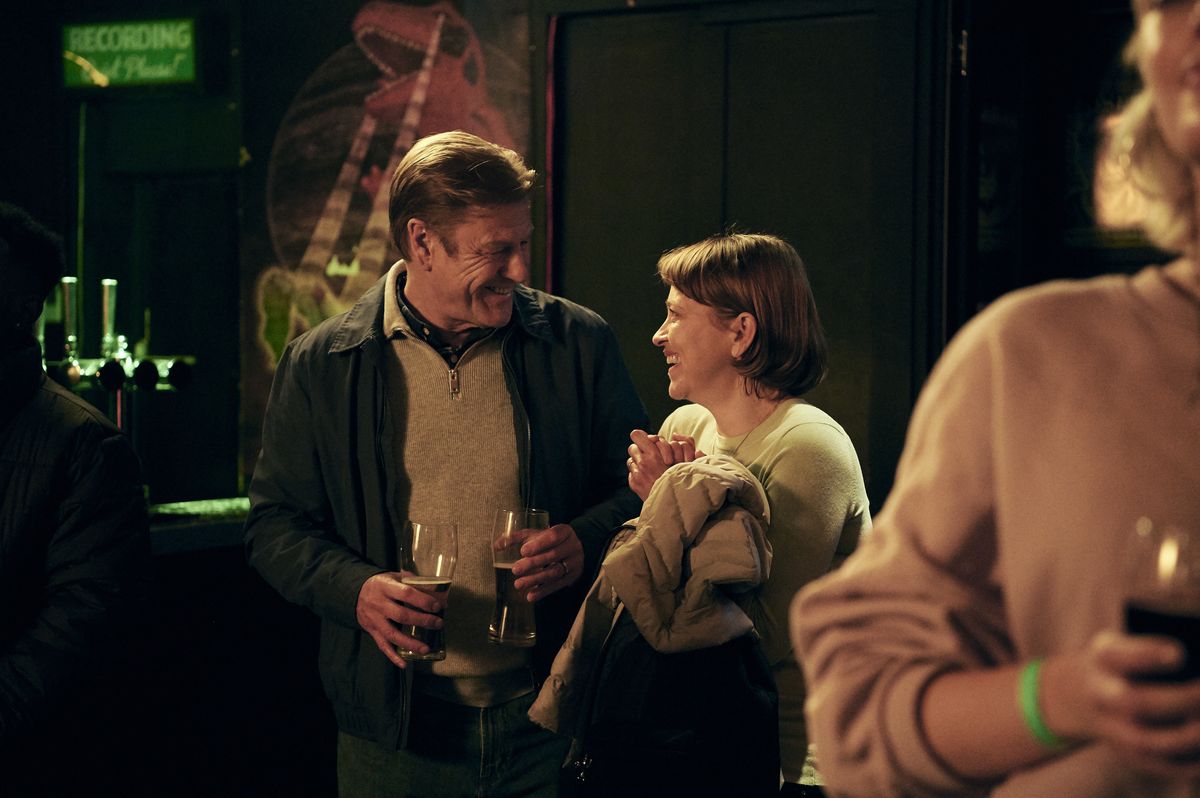 Marriage characters Ian and Emma having fun in the pub