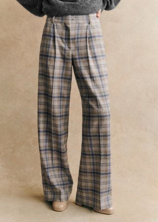 Rodriguo Trousers - Grey Blue Checks - Wool - Sézane