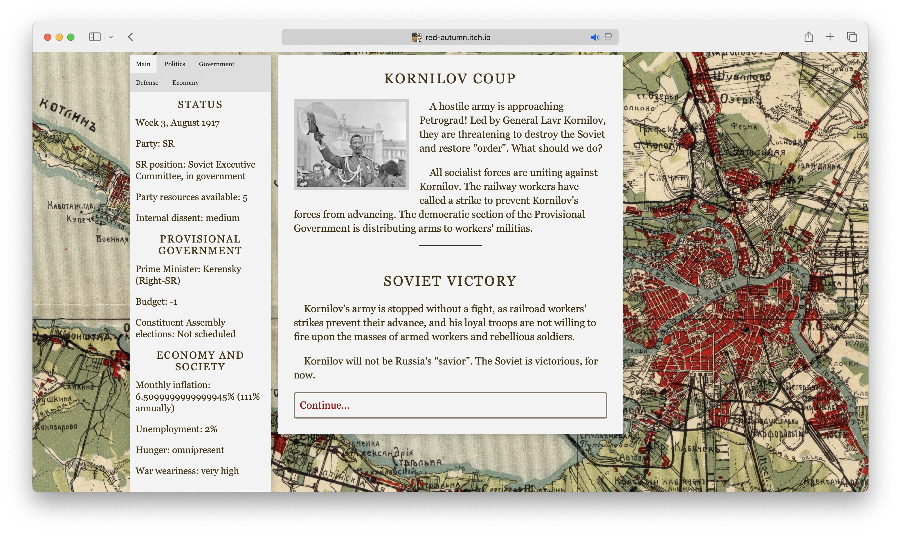Stopping the Kornilov Coup.
