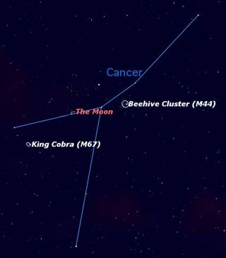 See Two Star Clusters Near the Moon