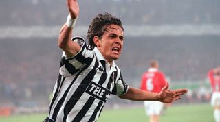 Pippo Inzaghi celebrates scoring for Juventus