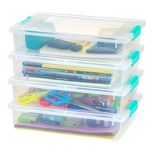 Iris Usa 6 Qt. Plastic Storage Bins Containers With Lids, 4 Pack, Sensory Bin, Craft Storage, Craft Organizers and Storage, Organizing Container for Home, Office and Art Supplies, Stackable, Clear