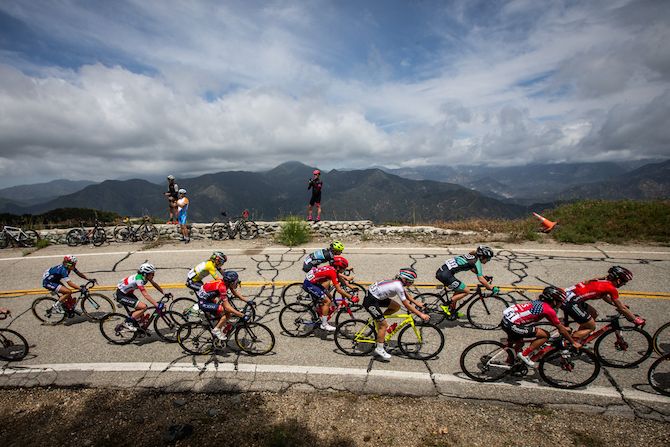 The peloton en route to Mount Baldy during stage 2 of the 2019 Tour of California Women's Race