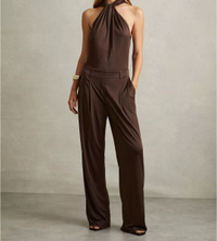 Reiss Claudia Jersey Jumpsuit, Chocolate| Was £248 now £88