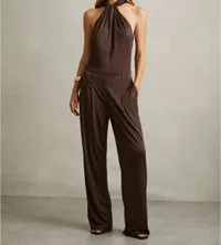 Reiss Claudia Jersey Jumpsuit, Chocolate| Was £248 now £88