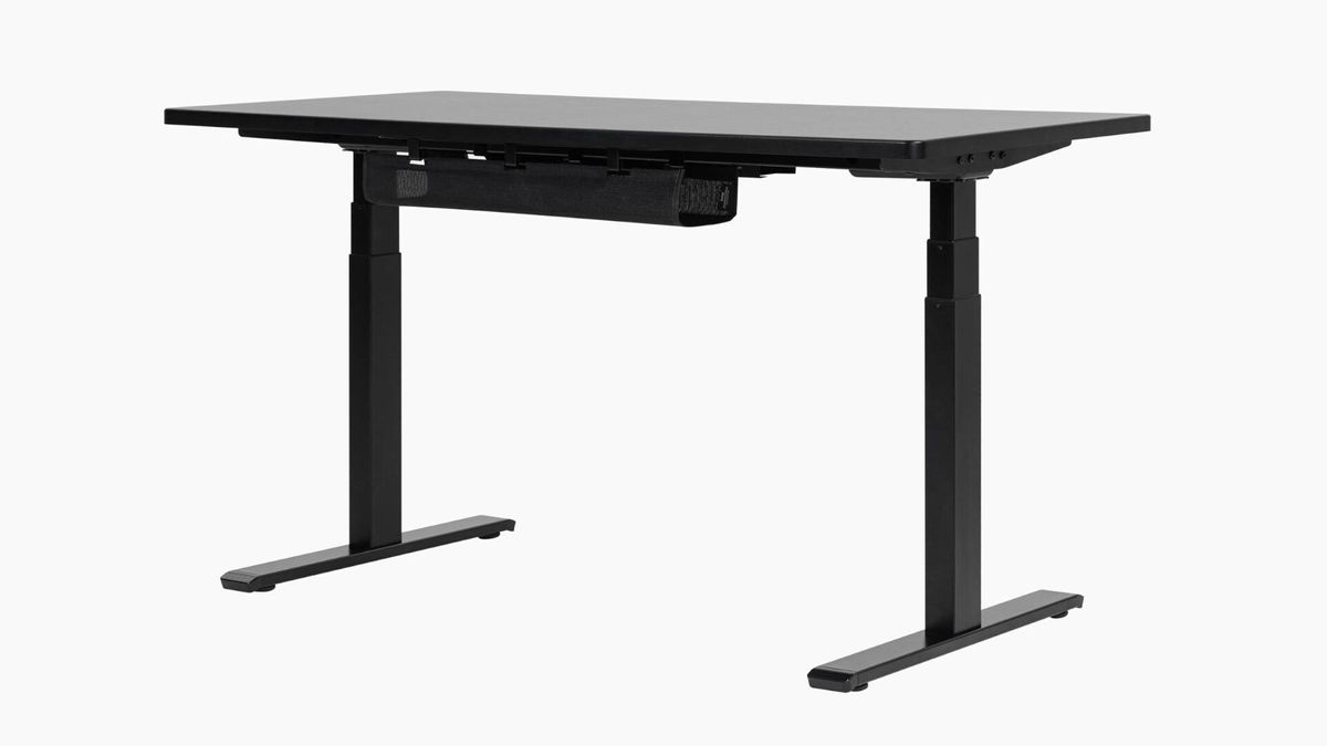 Boulies MagVida desk in black with grey backdrop