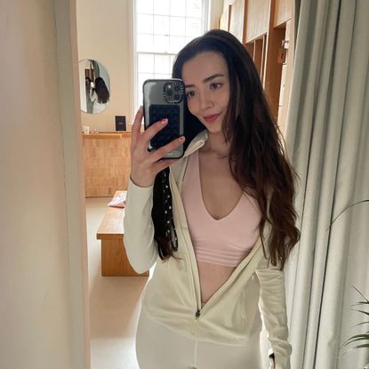 Dionne wearing one of the best pilates tops