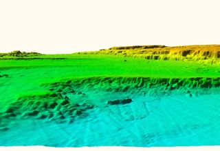 A high-resolution map showing the monolith on the floor of the Mediterranean. The monolith is 39 feet (12 meters) long, the researchers said.