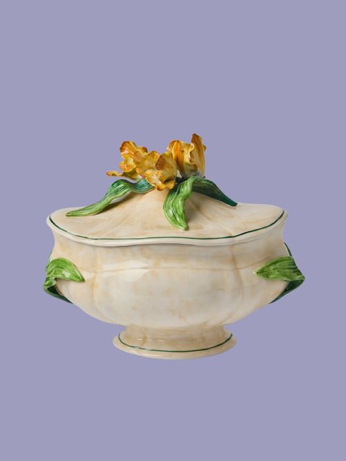 Tulips Hand-Painted Majolica Ceramic Tureen