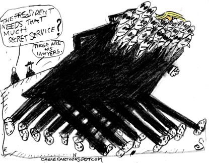 Political cartoon U.S. Trump secret service lawyers