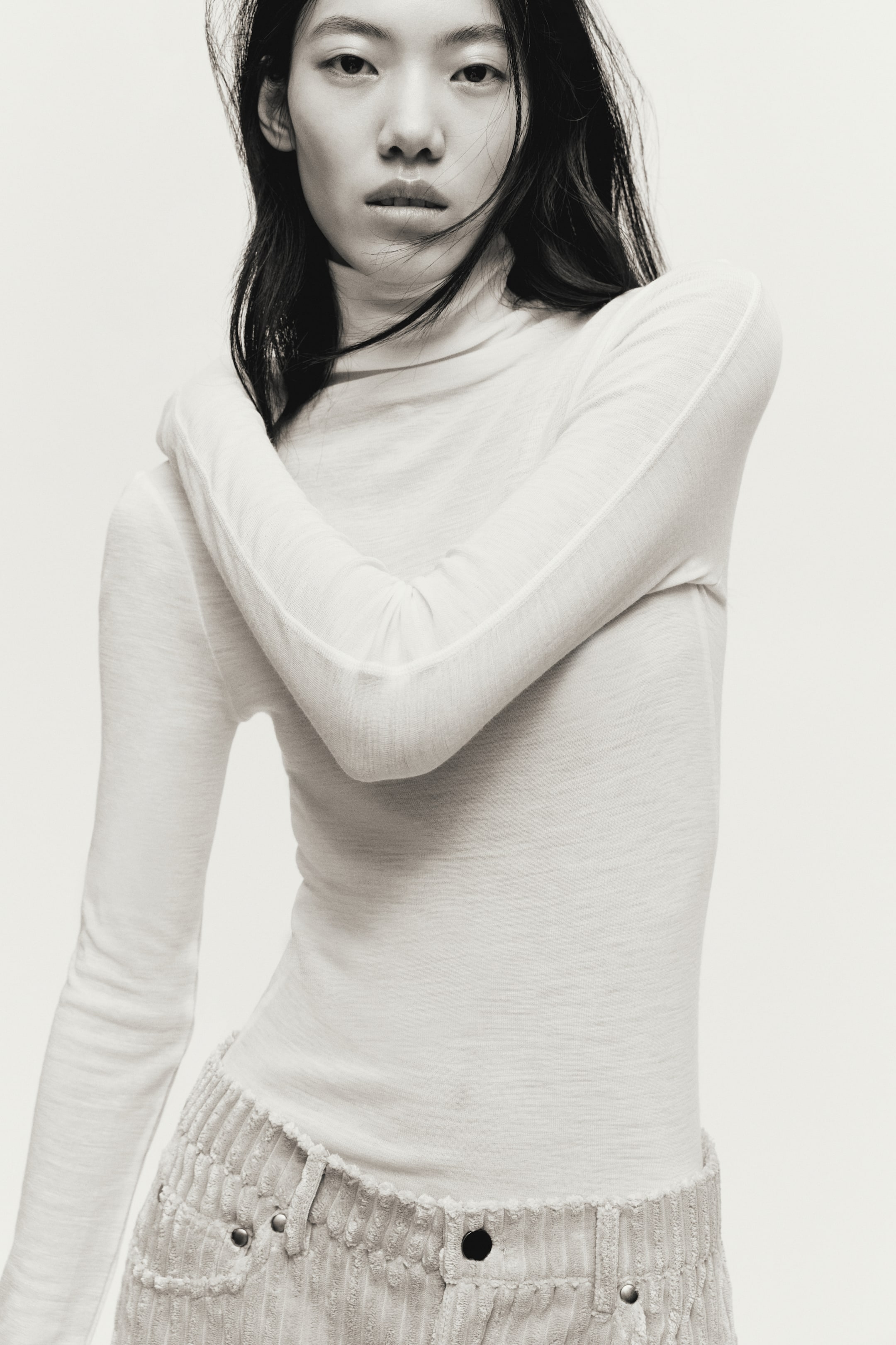 Polo-Neck Wool Top - Cream