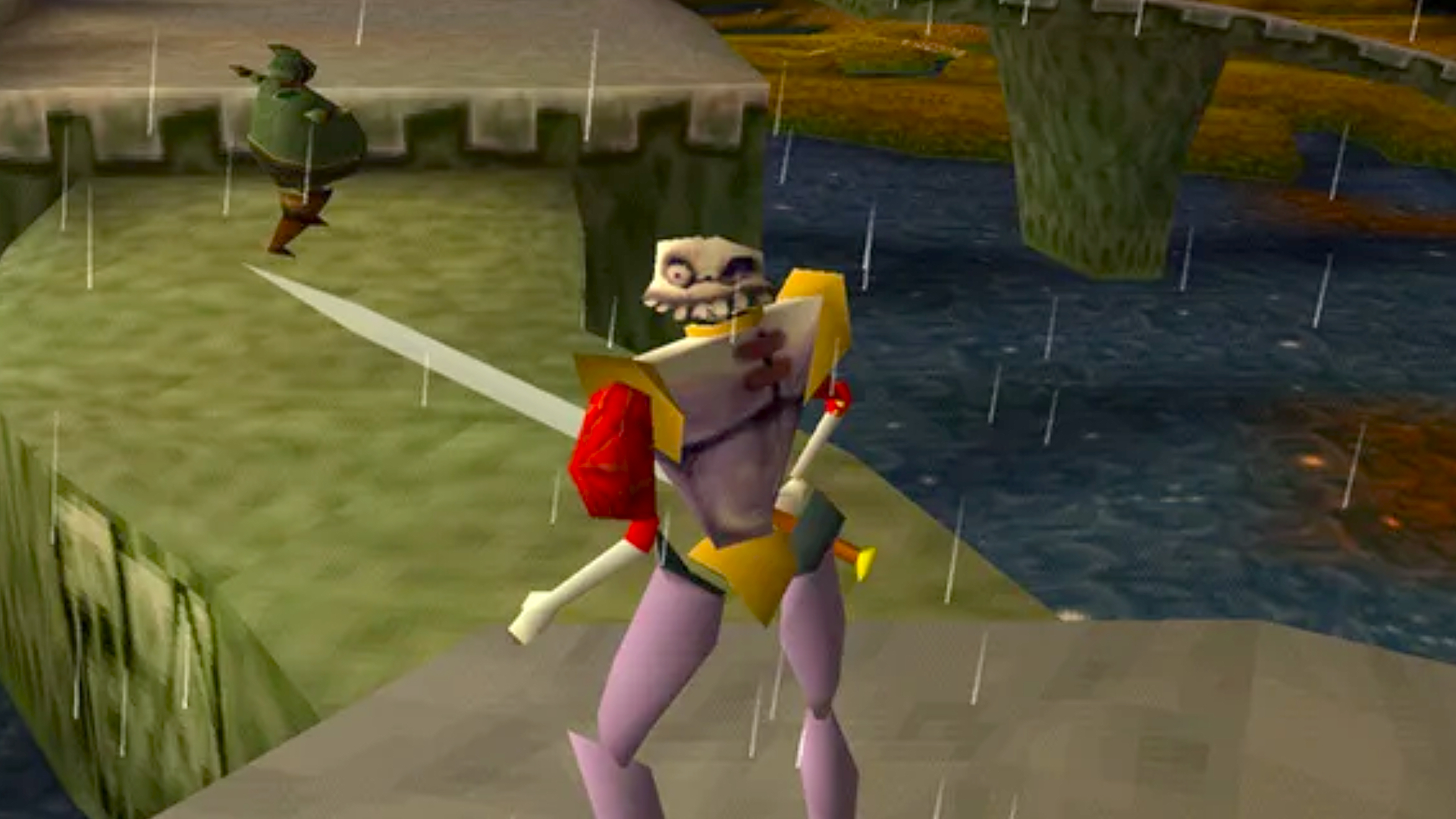 MediEvil Recomp for PC screenshot with Sir Dan looking back at camera.