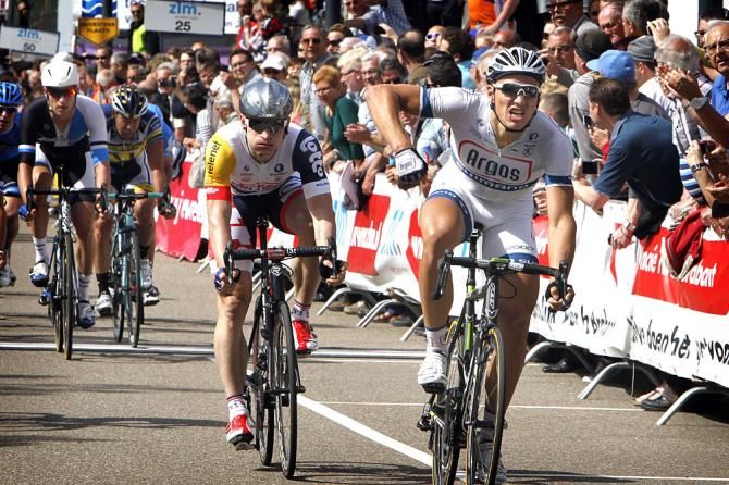 Marcel Kittel (Argos - Shimano) leads Andre Greipel (Lotto Belisol) across the line