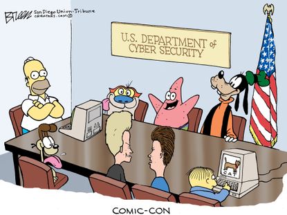 Editorial cartoon U.S. Government Cybersecurity